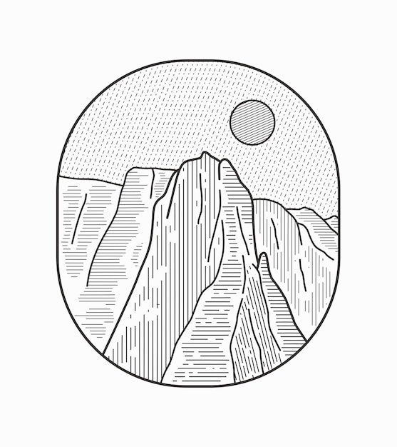 Angles Landing Zion National Park mono line style design for badge sticker patch t shirt design etc