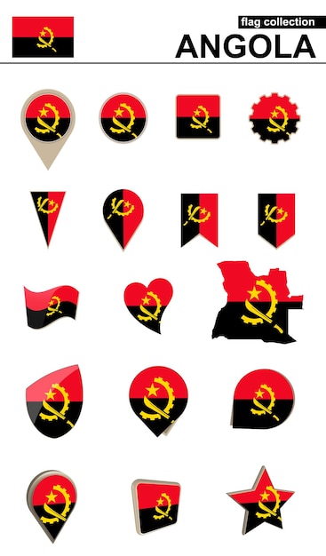 Angola Flag Collection Big set for design