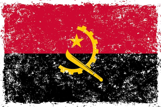 Angola flag grunge distressed style