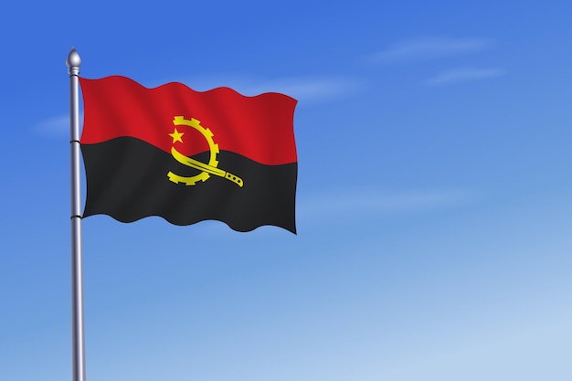 Angola flag Independence Day blue sky background
