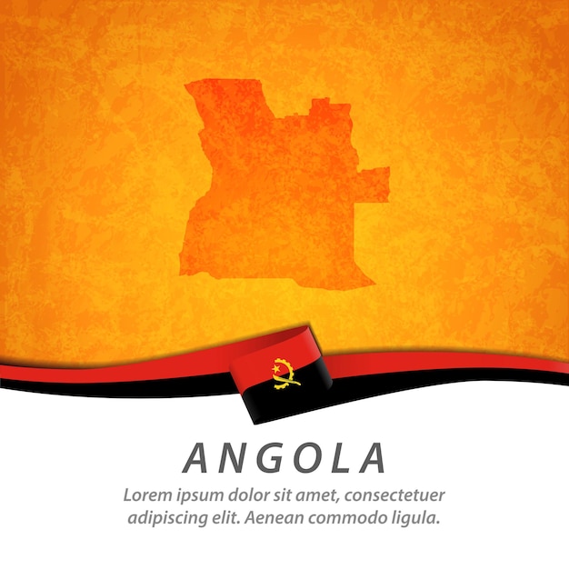 Angola flag with central map