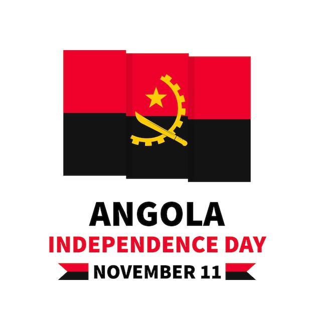 Angola Independence Day lettering with flag National holiday celebrate on November 11 Vector template for typography poster banner flyer sticker greeting card etc