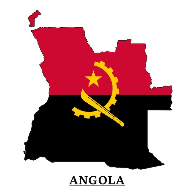 Angola National Flag Map Design, Illustration Of Angola Country Flag Inside The Map