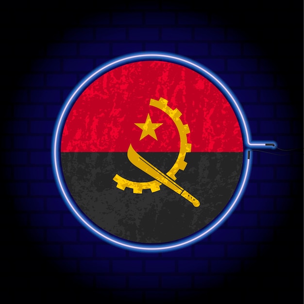 Angola neon grunge vlag op muur backgrond Vector illustratie