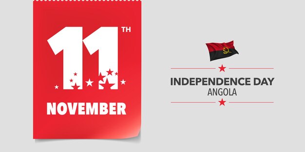 Angola Onafhankelijkheidsdag wenskaart, banner, vectorillustratie. Angolese nationale feestdag 11 november achtergrond met elementen van vlag in een creatief horizontaal ontwerp