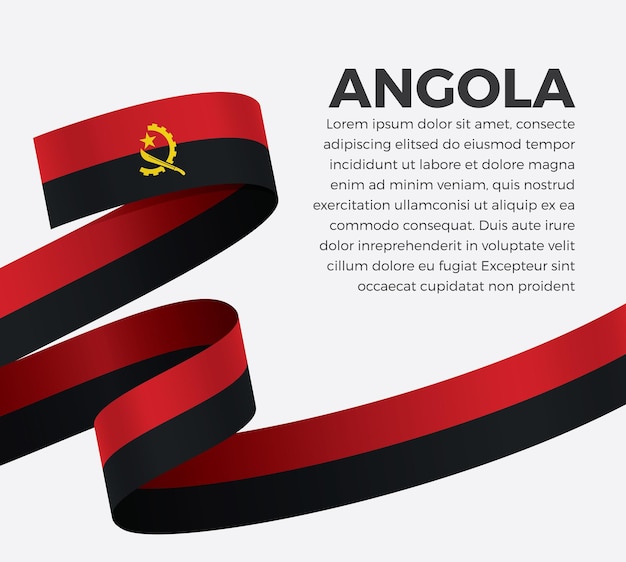 Флаг анголы ленты, векторные иллюстрации на белом фоне