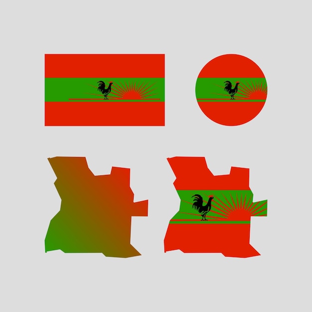 アンゴラの国旗と地図のベクトルセット