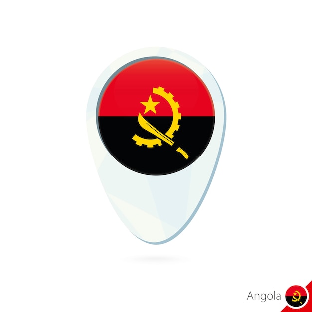 Angola vlag locatie kaart pin pictogram op witte achtergrond