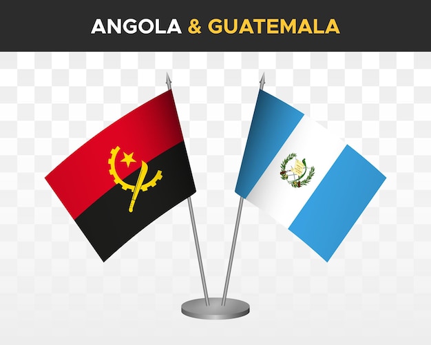 Вектор Макет флагов анголы и гватемалы, изолированные трехмерные векторные иллюстрации, флаги таблицы