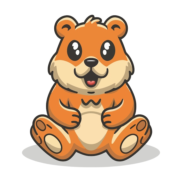 Гневный медведь Вектор Иллюстрация в стиле мультфильма контур плоский цвет с фоном
