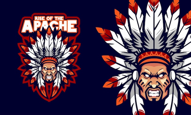 Angry apache chief hoofd sport logo mascotte illustratie