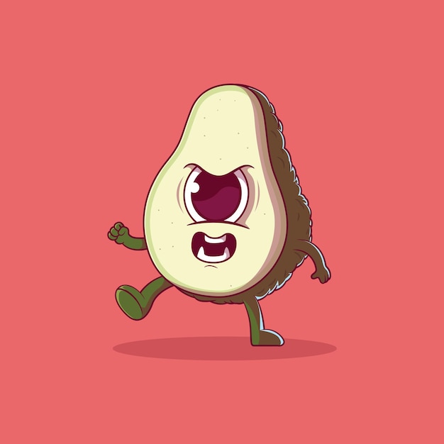 Angry avocado character vector illustration food health funny design concept