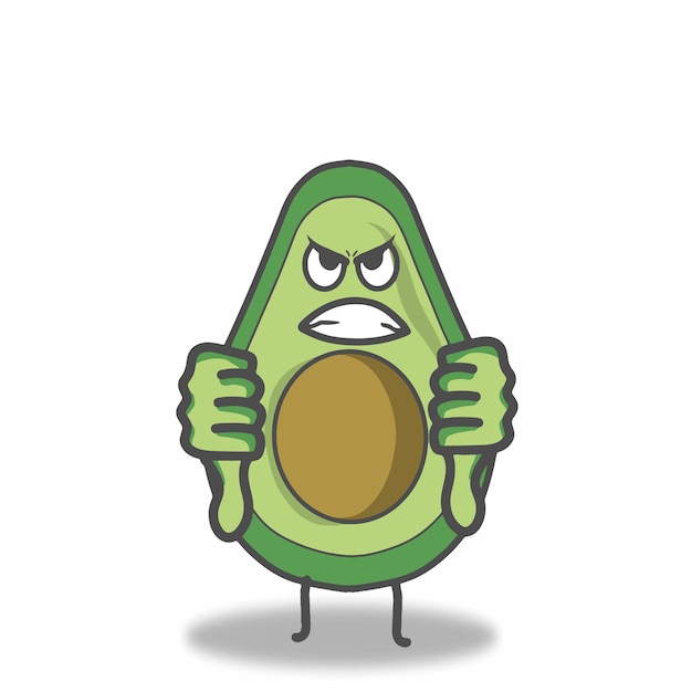 Angry avocado character vector template design illustration