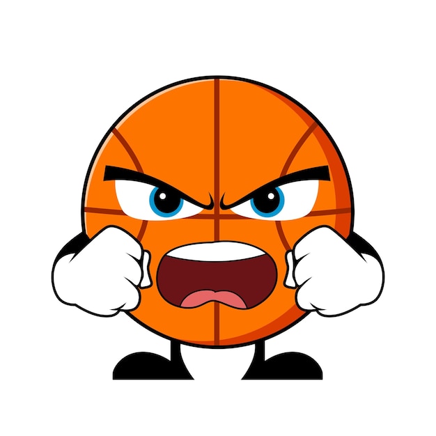 Злой баскетбол мультипликационный персонаж талисман характер вектор