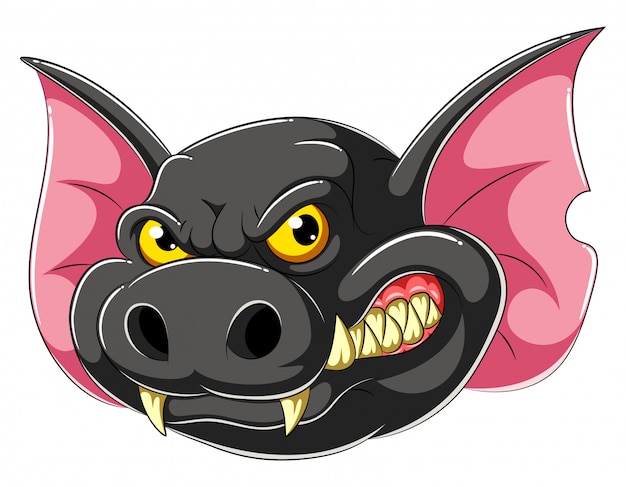 Angry bat head cartoon mascot of illustration