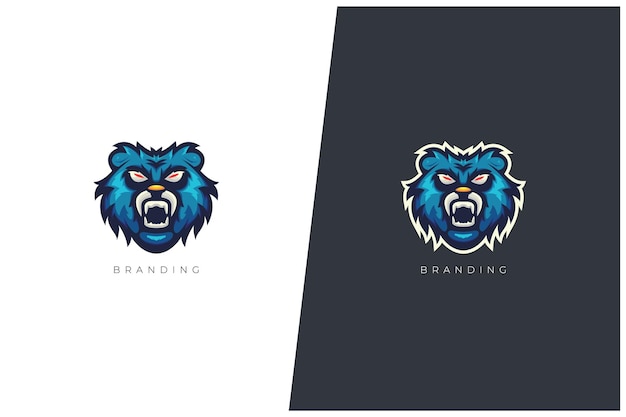 Angry bear ferocious animal mascot vector logo concept design wild and aggressive gaming