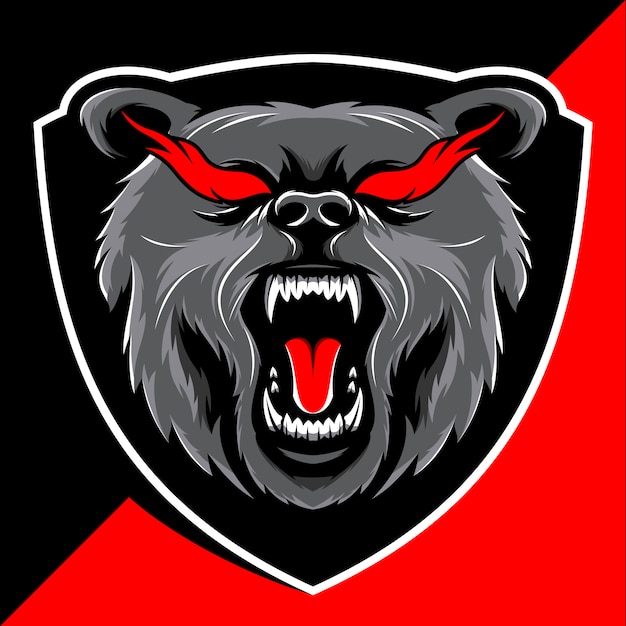 Mascotte testa di orso arrabbiato esport logo design