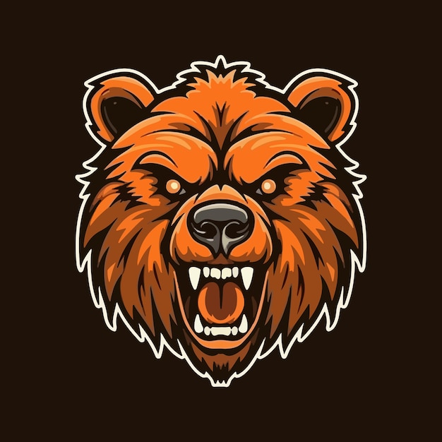 Angry bear head mascot illustration