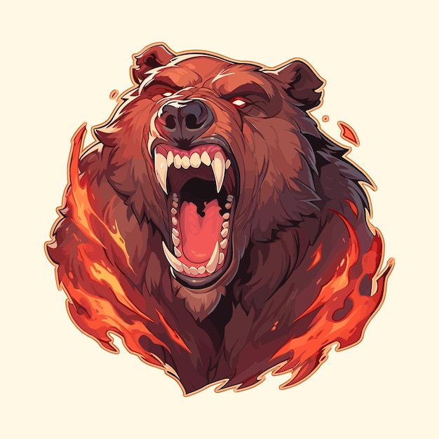 Mascotte dell'orso arrabbiato per il design della maglietta adesiva del logo