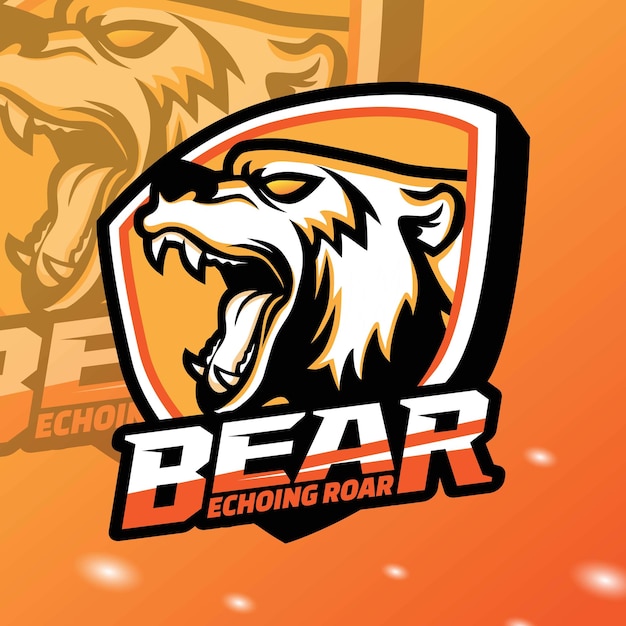 Vettore angry bear roar logo mascot vector logo del marchio dell'orso