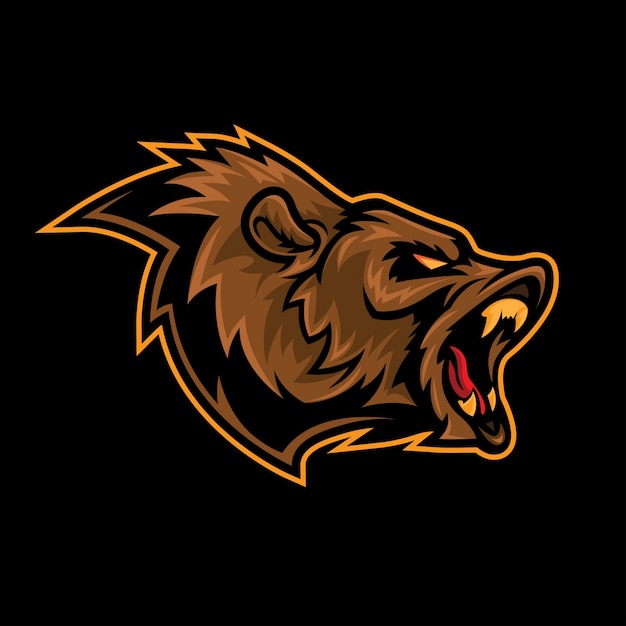 Angry Bear Roar Logo Mascot