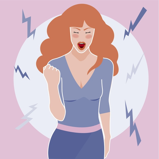 Vector angry beautiful woman concept