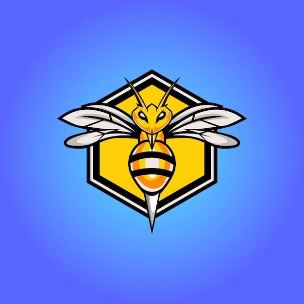 Вектор Дизайн логотипа талисмана angry bee esport