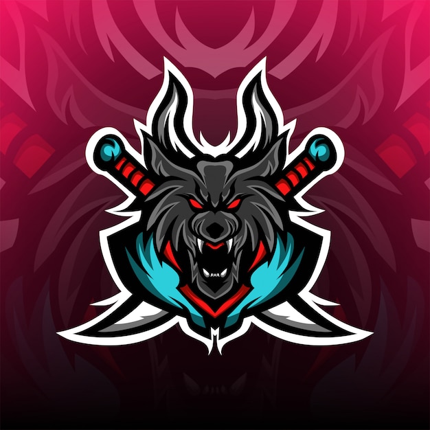 Angry black wolves esport mascot logo