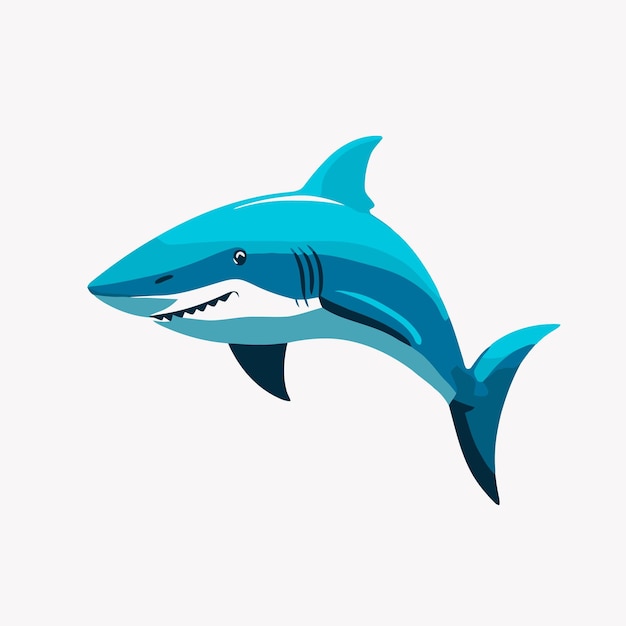 Angry blue shark logo character mascot icon funny cartoon vector style