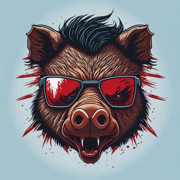 Angry boar with sunglasses vector