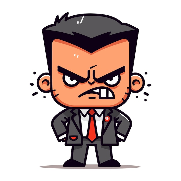 Vector angry boss cartoon character vector illustration businessman cartoon concept