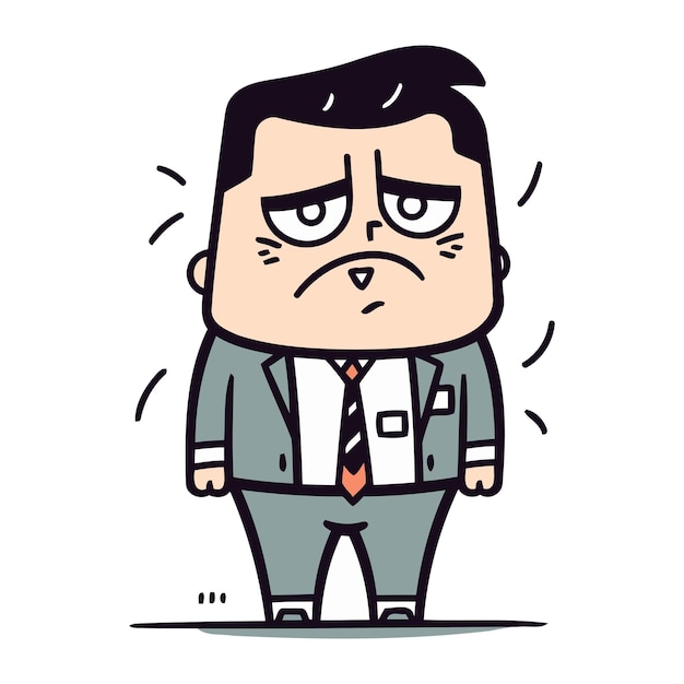 Vector angry boss cartoon character vector illustration in doodle style