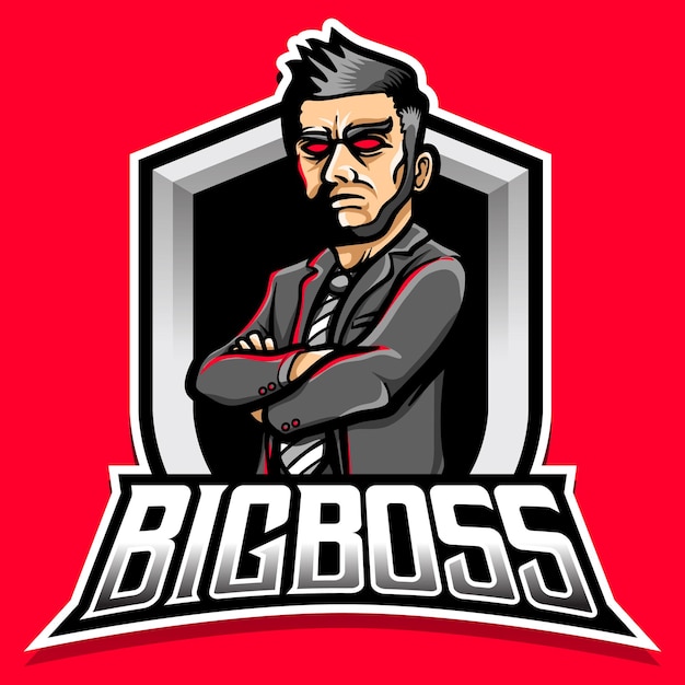 angry boss male character mascot logo illustration