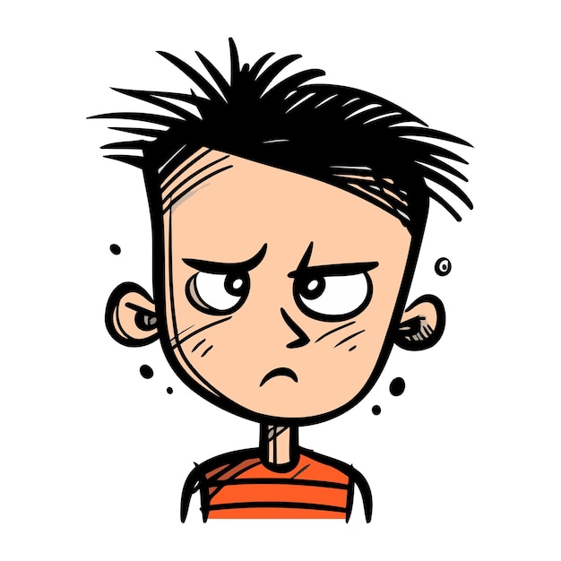 Vector angry boy cartoon on white background vector illustration eps10