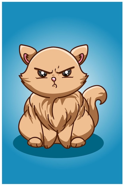 The angry brown cat illustration