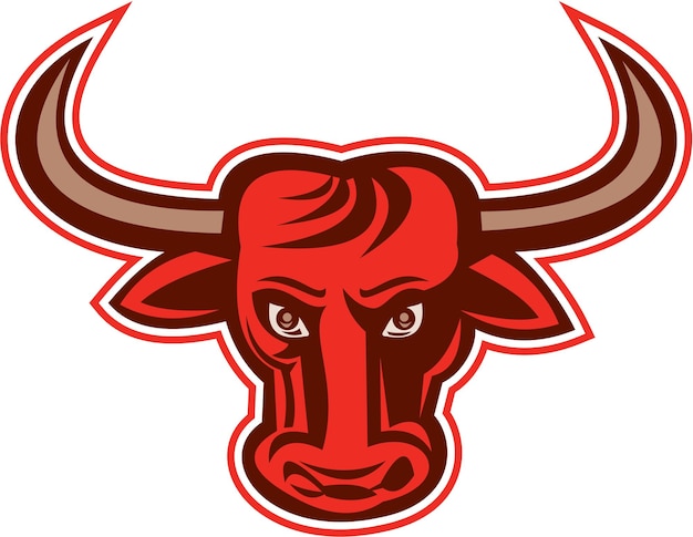 Angry Bull Head Front Retro