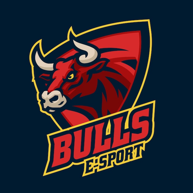 Angry Bull Head Mascot Esport Badge Logo