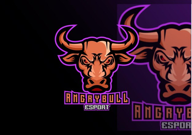 Angry bull logo design gaming esport