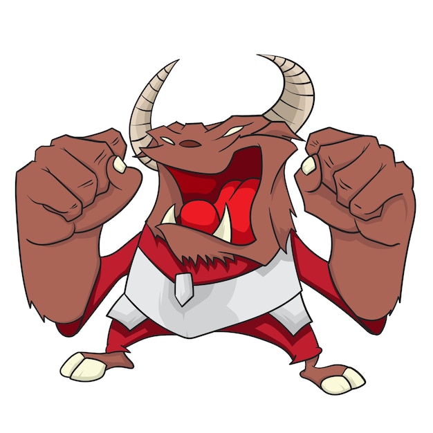 Angry Bull Monster Vector Illustration