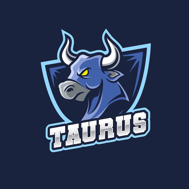 Angry bull taurus esport-logo sjabloon