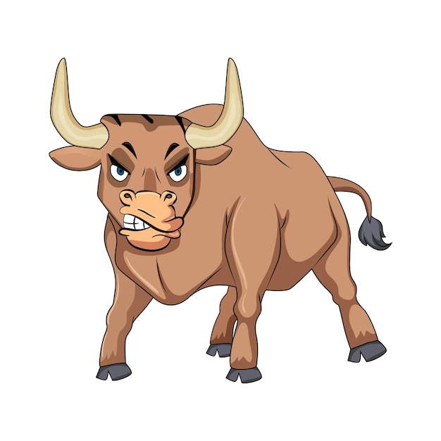 Angry bull with a white background, vector