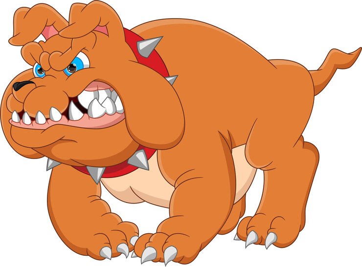 वेक्टर angry bulldog cartoon isolated on white background