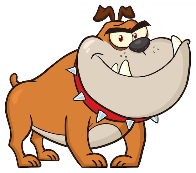 Vector angry bulldog dog cartoon character bruine kleur.