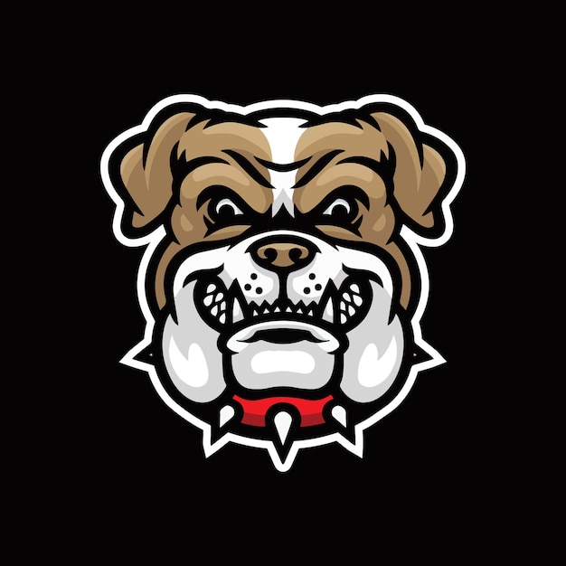 Angry bulldog head illustration premium vector