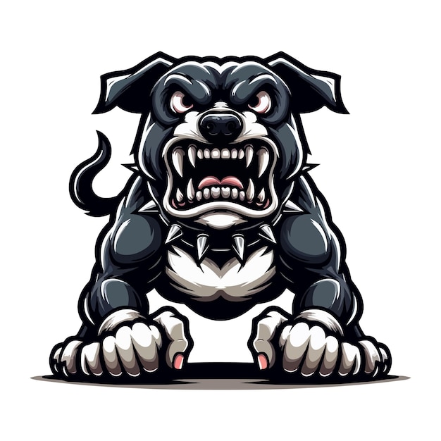 怒ったブルドッグのベクトルイラストデザイン 怒った動物のマスコットベクトルのイラスト