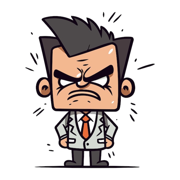 Angry businessman cartoon character vector illustration Businessman cartoon concept