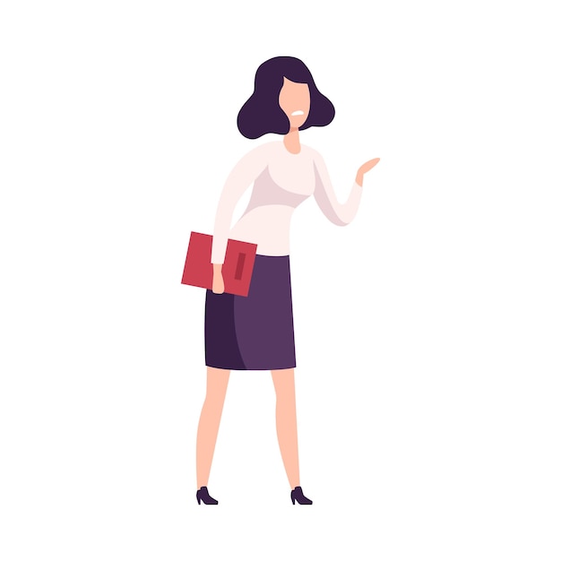 Vector angry businesswoman or office worker character arguing flat vector illustration