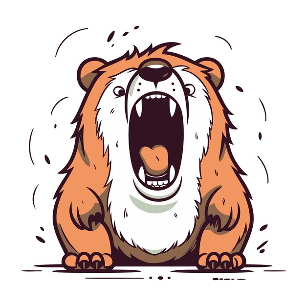 Vettore angry cartoon beaver illustrazione vettoriale isolata su sfondo bianco