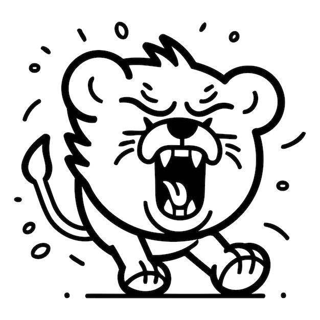 Angry cartoon lion Vector illustration isolated on a white background