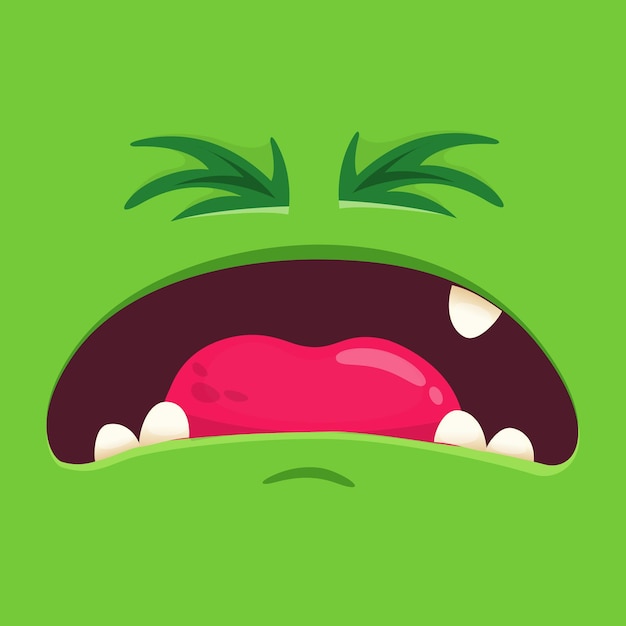 Vector angry cartoon monster face vector halloween monster square avatar isolated